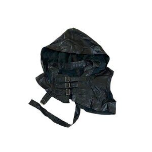 Unbranded Women's Black Faux Leather Cosplay Costume Hood - OS